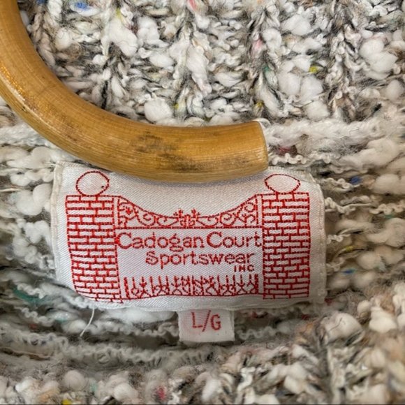 Vintage | Multicolour Textured Knit Mock Neck Sweater Size L - Picture 7 of 8